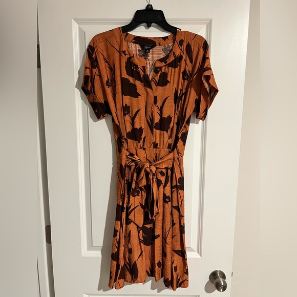 Simply Vera Vera Wang Rust Floral Midi Dress - Picture 1 of 3